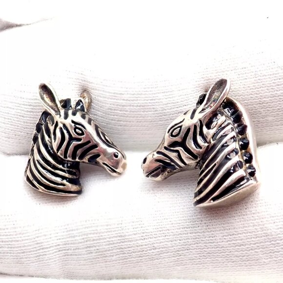 Vintage Tiffany & Co. Silver Black Enamel Zebra Cufflinks - Picture 7 of 9